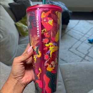 Starbucks Vibrant Pink and Teal Tumbler